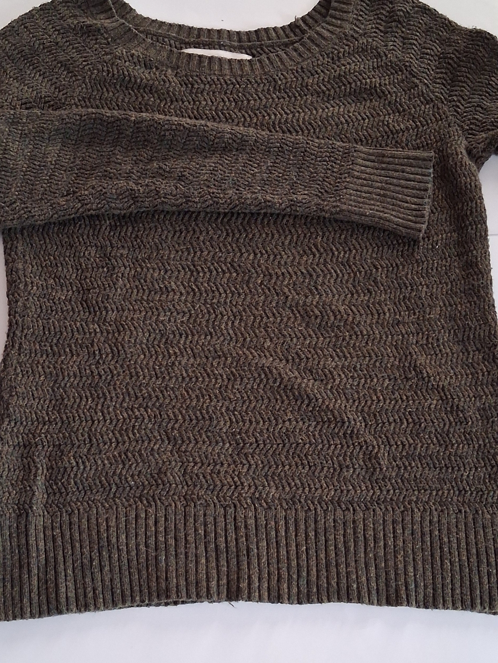 LOFT Womens Olive Crewneck Textured Knit Sweater